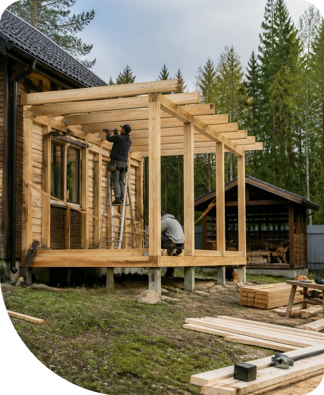 Строительство пристроек и построек на участке в Зиме